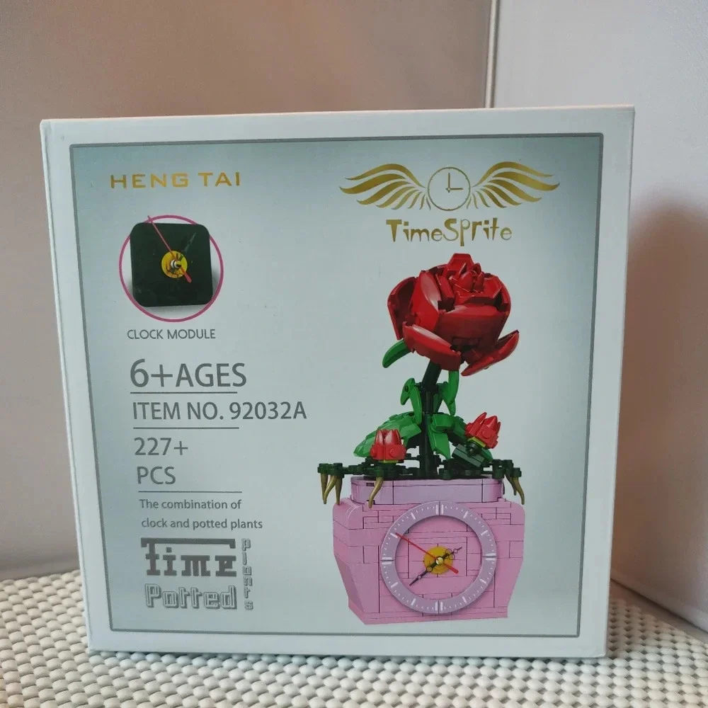 Lego Compatible Clock with Roses 227pcs NWT